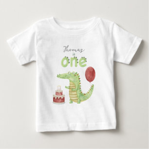 水の色クロコダイル1日の誕生日 ベビーTシャツ