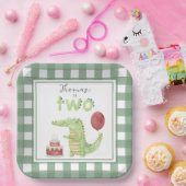 水の色クロコダイル2番目の誕生日 ペーパープレート (パーティー)