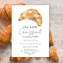水の色クロワッサン1st誕生日パーティー 招待状