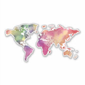 水の色クールワールドマップビニールシール シール (正面)