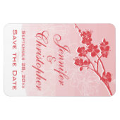 水の色グラデーション赤春花の日付を保存 マグネット (横)