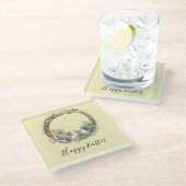 水の色グラフ素朴ィン&エッグネストイースター ガラスコースター (アングル)