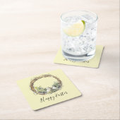 水の色グラフ素朴ィン&エッグネストイースター スクエアペーパーコースター (インサイチュ)