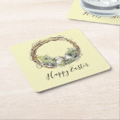 水の色グラフ素朴ィン&エッグネストイースター スクエアペーパーコースター (アングル)