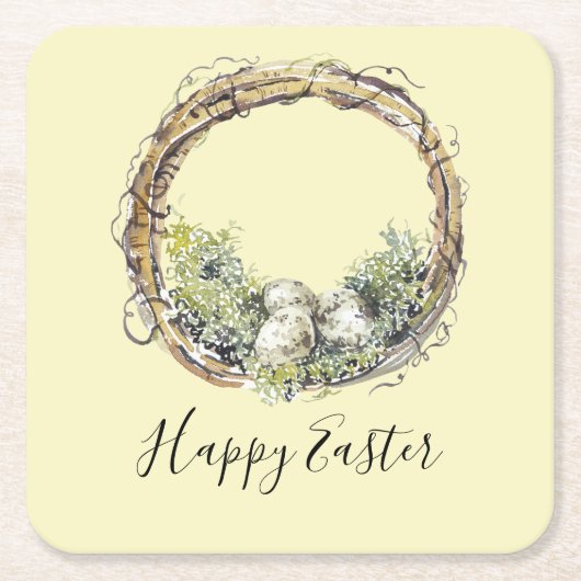 水の色グラフ素朴ィン&エッグネストイースター スクエアペーパーコースター (正面)