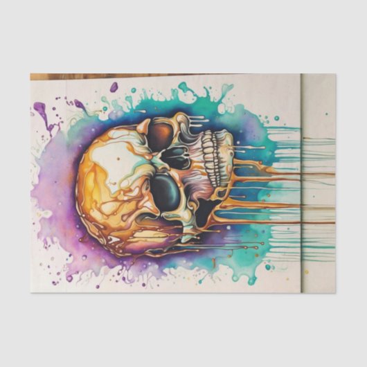 水の色グランジグラフィティスカルの切り離 薄葉紙 (正面)