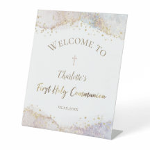 水の色グリッター第一聖餐式ウェルカムサイン