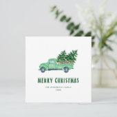 水の色グリーントラックメリークリスマスカード シーズンカード (スタンド正面)