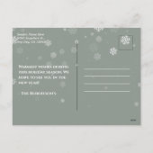 水の色グリーンドア冬の新しいホームアナウンスメント シーズンポストカード (裏面)