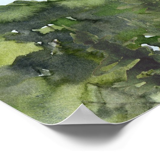 水の色グリーンフォレストマウン結婚テンの歓迎 ポスター (角)