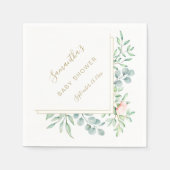 水の色グリーンリーピーチバラフローラベビーシャワー スタンダードカクテルナプキン (正面)