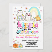 水の色グルービー幽霊ヒッパイハロウィーン誕生日 招待状 (正面)