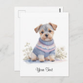 水の色グレーシュナウザーパピードッグペルソナライズ ポストカード (正面/裏面)