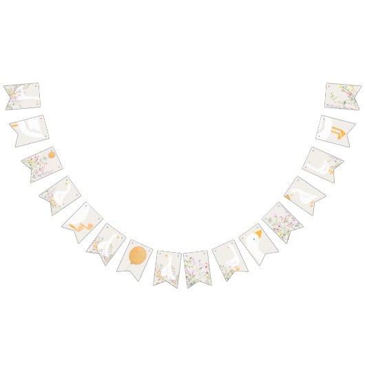 水の色グースワイルドフラワーツインベビーシャワー バンティングフラッグ (全)