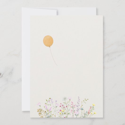 水の色グースワイルドフラワーツインベビーシャワー 招待状 (裏面)