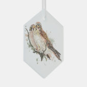 水の色ケストレル《鳥》ハヤブサフレンズカップル鳥 ガラスオーナメント (正面右)