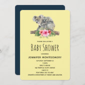 水の色コアラかわいいママ&ベビーシャワー 招待状 (正面/裏面)