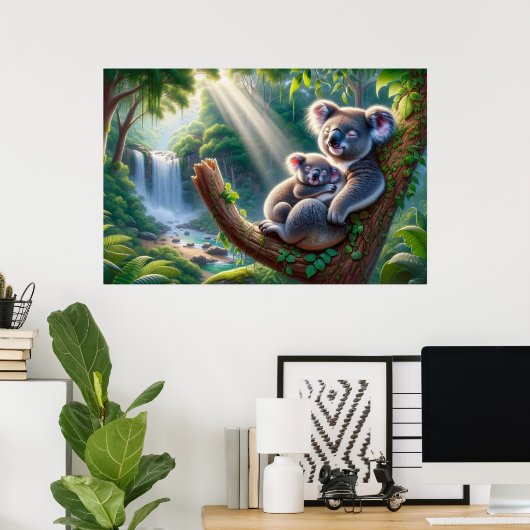 水の色コアラとベビージョイの木絵を描の ポスター (ホームオフィス)