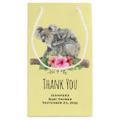 水の色コアラ可愛いママとベビーありがとう スモールペーパーバッグ (裏面)