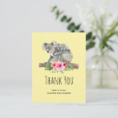 水の色コアラ可愛いママとベビーありがとう ポストカード (スタンド正面)