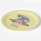 水の色コアラ可愛いママ&ベビーベビーシャワー ペーパープレート (アングル)