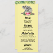 水の色コアラ可愛いママ&ベビーメニュー 招待状 (正面/裏面)