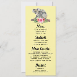 水の色コアラ可愛いママ&ベビーメニュー 招待状