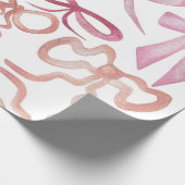 水の色コケットピンクボウ女の子ベビーシャワー ラッピングペーパー (角)