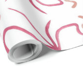 水の色コケットピンクボウ女の子ベビーシャワー ラッピングペーパー (ロールコーナー)