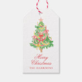 水の色コケット弓クリスマスツリーのエンクロージャ ギフトタグ (正面)
