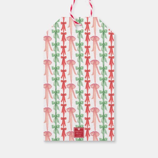 水の色コケット弓クリスマスツリーのエンクロージャ ギフトタグ (裏面)