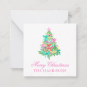 水の色コケット弓クリスマスツリーのエンクロージャ ノートカード (正面)