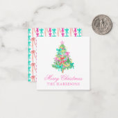 水の色コケット弓クリスマスツリーのエンクロージャ ノートカード (正面/裏面インサイチュ)