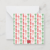 水の色コケット弓クリスマスツリーのエンクロージャ ノートカード (裏面)