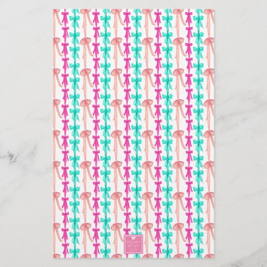 水の色コケット弓クリスマスツリーのパーソナライズ 便箋 (裏面)