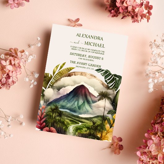 水の色コスタリカ宛先ウェディングインビタティ 招待状