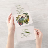 水の色コスタリカ宛先ウェディングオールインO オールインワン招待状 (貼ってはがせる)