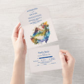 水の色コスタリカ目的地の結婚式 オールインワン招待状 (貼ってはがせる)