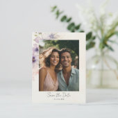 水の色コスモス花の写真を保存する日付 ポストカード (スタンド正面)