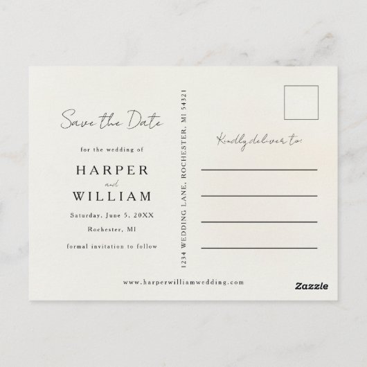 水の色コスモス花の写真を保存する日付 ポストカード (裏面)