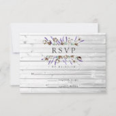 水の色コットンラベンダーカントリーウェディングRSVP Ca 出欠カード (正面)