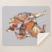 水の色コヨーテ野生動物自然動物アート シェルパブランケット (正面(横))