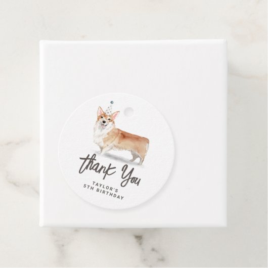 水の色コルギドッグ誕生日ありがとう フェイバータグ (インサイチュ)