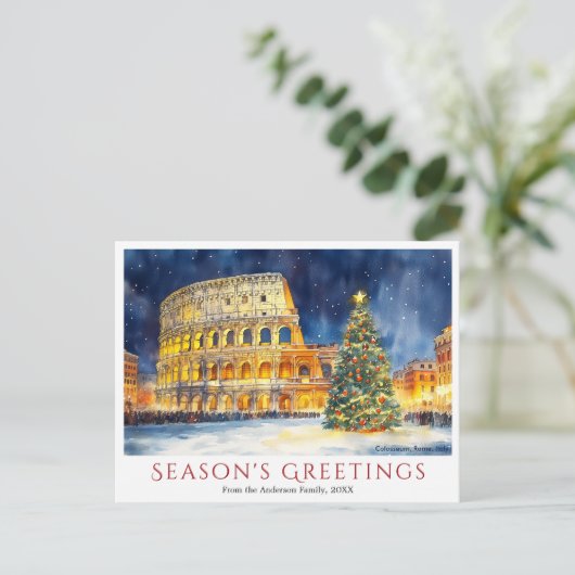 水の色コロシアムローマイタリア旅行クリスマス シーズンポストカード (スタンド正面)