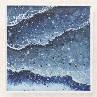 水の色コースター波 ガラスコースター