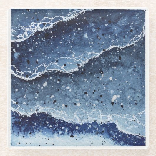 水の色コースター波 ガラスコースター (正面)