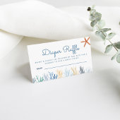 水の色コーラルベビーシャワーおむつラッフルエンクロー エンクロージャーカード