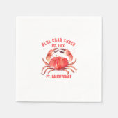水の色コーラルレッドカニカスタム文字 スタンダードカクテルナプキン (正面)