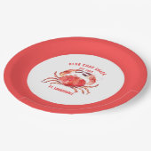 水の色コーラルレッドカニカスタム文字 ペーパープレート (アングル)
