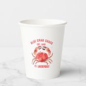 水の色コーラルレッドカニカスタム文字 紙コップ (正面)